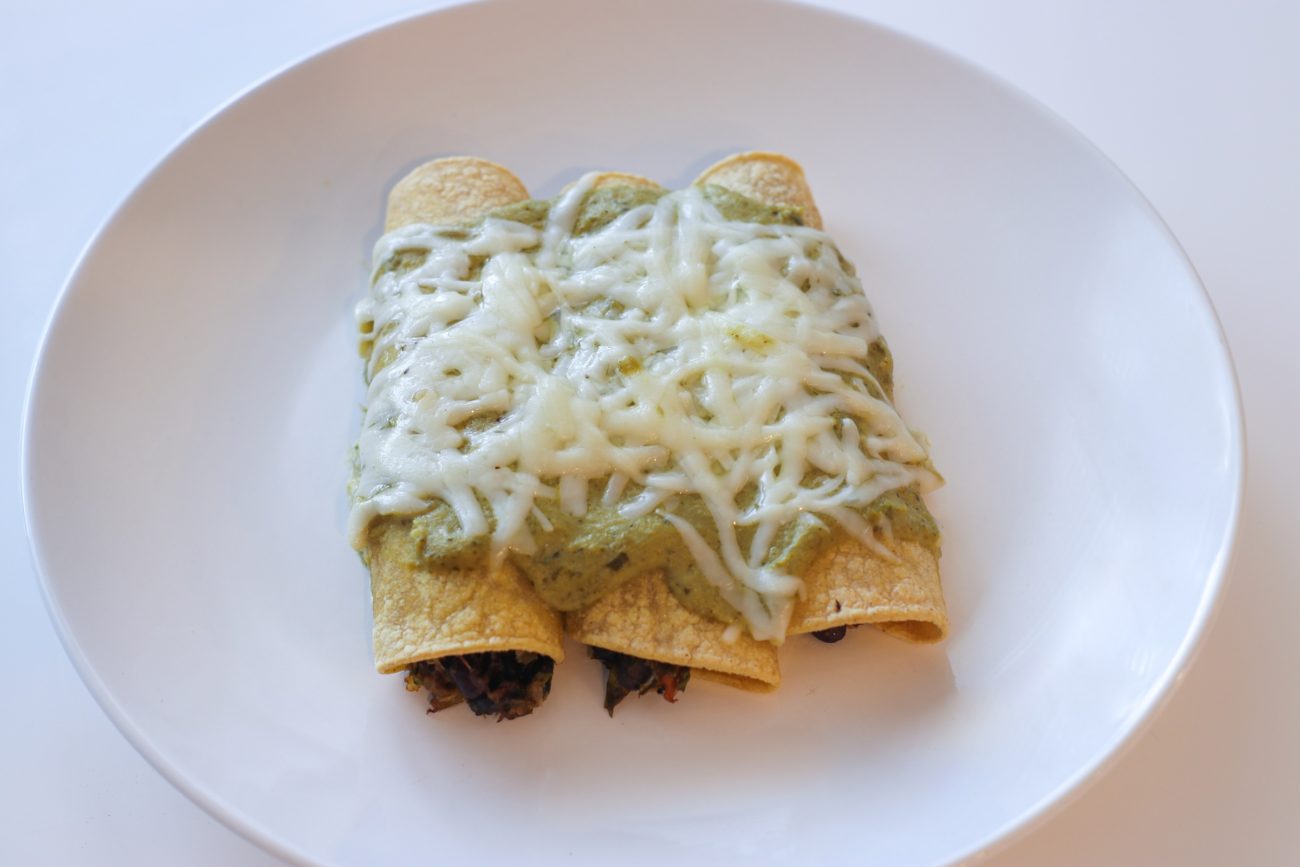 Sweet Potato, Brussels Sprout, and Black Bean Enchiladas